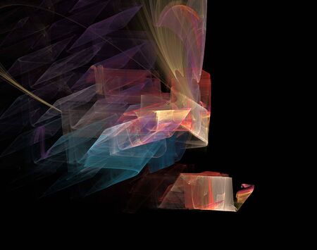 image of one Digital Fractal on Black Colorの写真素材