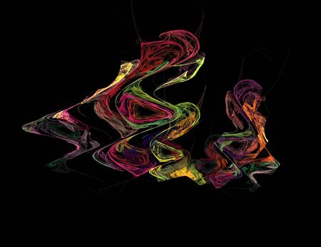 image of one Digital Fractal on Black Colorの写真素材