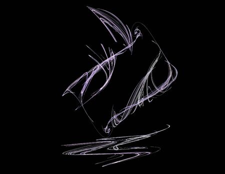 image of one Digital Fractal on Black Colorの写真素材