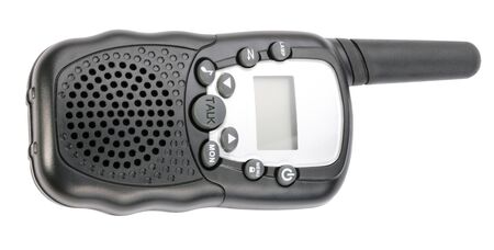 Walkie Talkie in Black Plastic Case Isolated