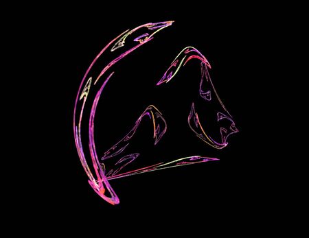 image of one Digital Fractal on Black Colorの写真素材