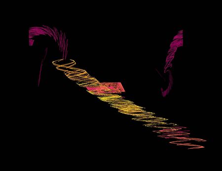 image of one Digital Fractal on Black Colorの写真素材