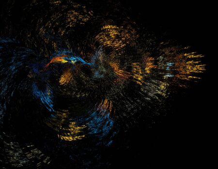 image of one Digital Fractal on Black Colorの写真素材