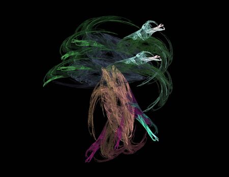 image of one Digital Fractal on Black Colorの写真素材