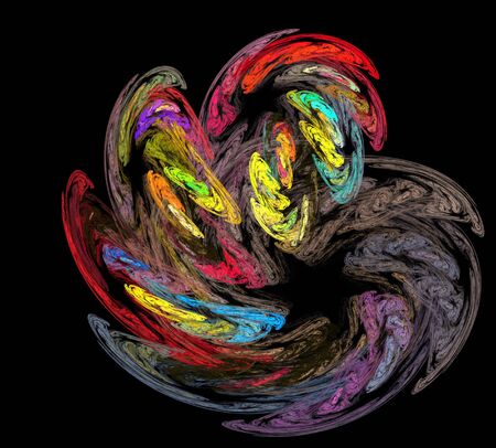 image of one Digital Fractal on Black Colorの写真素材