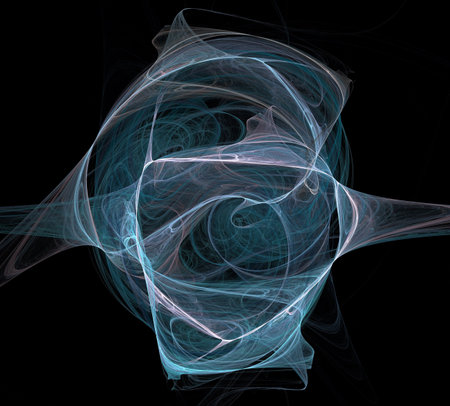 image of one Digital Fractal on Black Colorの写真素材