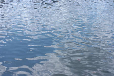 ripple on water in city park pond at dry sunny summer day