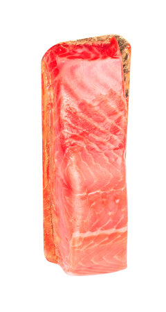 piece of red fish fillet isolated on whiteの写真素材