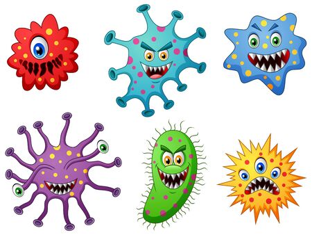 Set of cartoon germ and virus. vector illustrationのイラスト素材