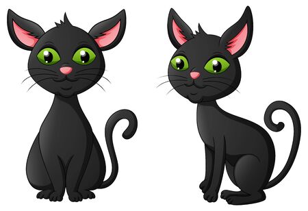 Cute black cat halloween cartoon. vector illustrationのイラスト素材