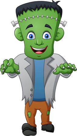 Halloween frankenstein cartoon. vector illustrationのイラスト素材