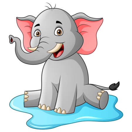 Cute elephant cartoon. Vector illustrationのイラスト素材