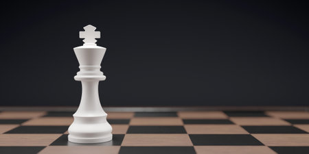 The King of white Chess, Competition, game, war, emulation and planning concept, 3D renderの写真素材