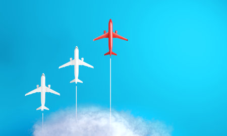 Leadership Concept of airplane. Business concept for new ideas creativity and innovative solution, 3D renderingの写真素材