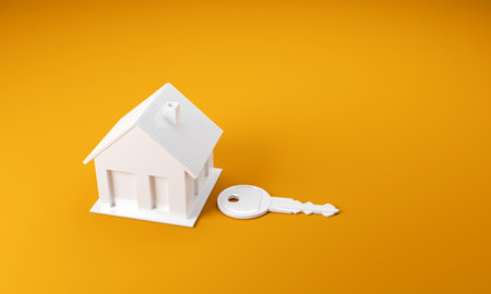 house model and key ,concept saving money for buying a house, investment mortgage finance, and home loan refinance financial plan home loan. 3D renderingの写真素材
