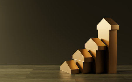 Percentage investment house chart. Real estate business mortgage investment and financial loan concept. real estate property, studio shot, 3D renderingの写真素材