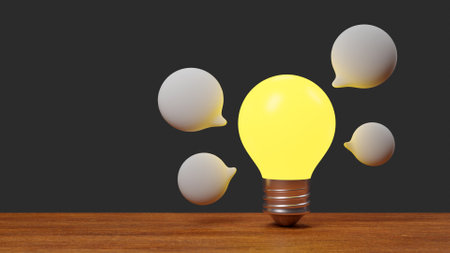 Brainstorm ideas group. Light Bulb Lamp generate think creative innovation idea concept.3D render