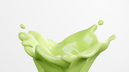 Splash green Tea Flavored Milk, 3D renderingの写真素材