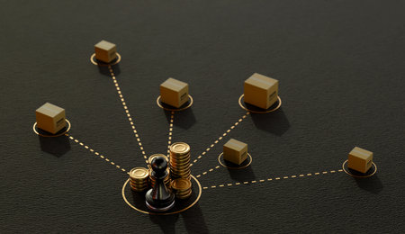 Shipment Logistic concept. Product shipping packing, 3Drenderingの写真素材