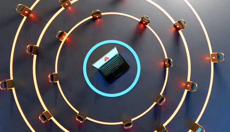 security and data protection concept, top view, 3D render