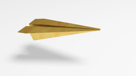 Leadership concept, Gold paper airplane on white background. 3D Renderingの写真素材
