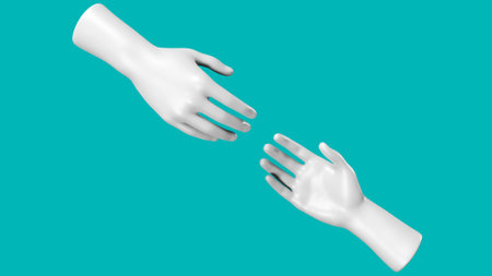 Set of white stone statue Handshake, clipping path