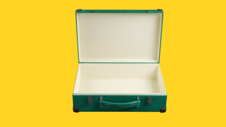 Empty Picnic suitcase, clipping path,の写真素材