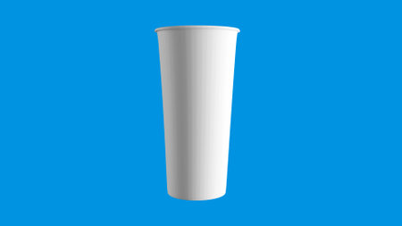 Side  view of  Tall  soda cup mockup, clipping pathの写真素材