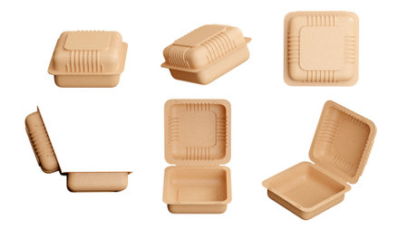 empty disposable paper food packaging tray, clipping pathの写真素材