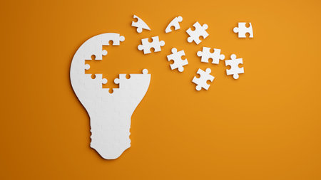 Lightblub idea and jigsaw puzzleの写真素材