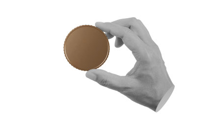 hand holding gold coin. Art collageの写真素材