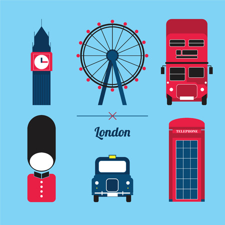 A set of London City Iconのイラスト素材