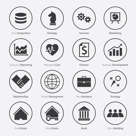 Set of Business Career Icon in Flat Design, Minimal Style, Vectorのイラスト素材