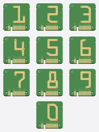 of Electronic Number, Circuit Alphabet, Digital Icon, Vectorのイラスト素材