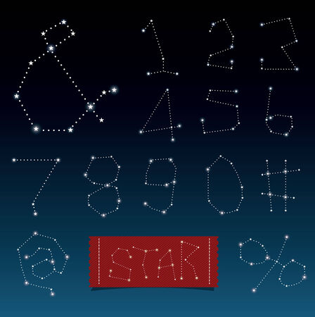 Vector of alphabets in constellations and star shape.のイラスト素材