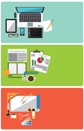 Flat design concepts for business . Banner for websites. Vector  Illustrationのイラスト素材