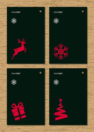 Christmas greeting card on wood texture background. Vector Illustrationのイラスト素材