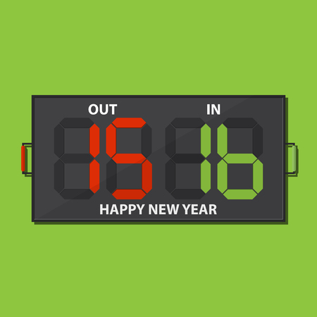 Football substitution board with Happy New Year 2016 massage on green background. Illustrationのイラスト素材