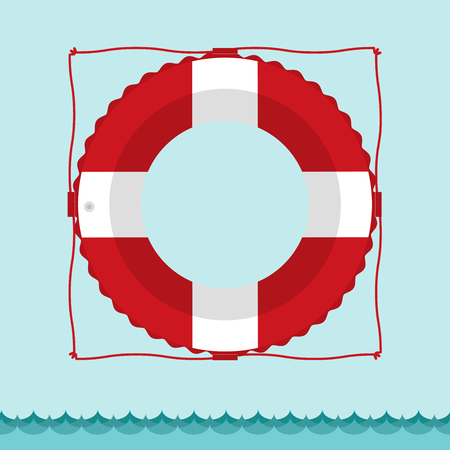 Lifebuoy icon in flat style with space for your Text. Illustrationのイラスト素材