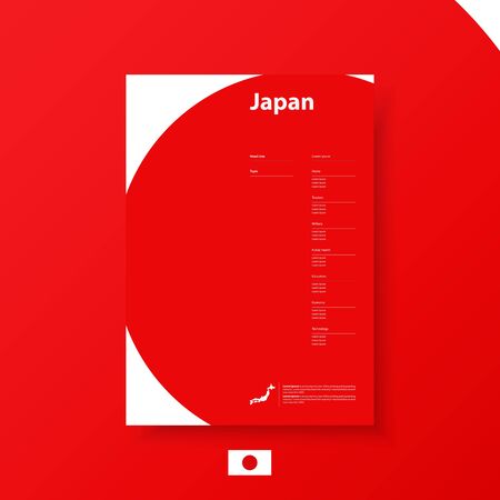 Business corporate Identity Templates for flyers brochure. Annual report cover abstract style on Japan flag background in a4 size. Vector Illustration.のイラスト素材