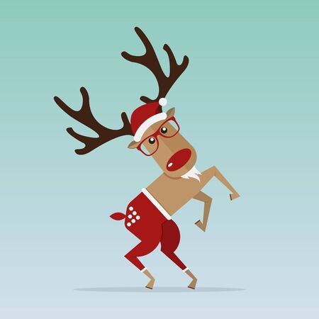 Christmas Reindeer in flat design for Christmas holiday decoration. Cartoon character. Vector. Illustration.のイラスト素材