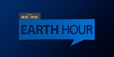 25 March, Earth Hour banner isolated on yellow background. Banner design template in paper cutting art style. Vector illustrationのイラスト素材