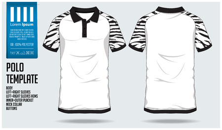 Polo t shirt sport design template for soccer jersey, football kit or sport club. Sport uniform in front view and back view. T-shirt mock up for sport club. Vector Illustration.のイラスト素材