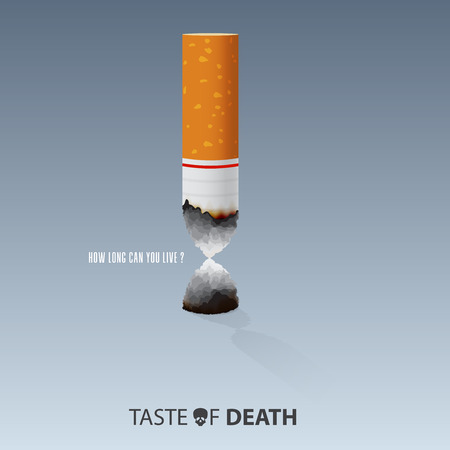 Quit Smoking Cigarettes. May 31st World No Tobacco Day. Burn cigarettes that are shaped like an hourglass for meaning Time is running out. Stop To Smoke Cigarettes, Anti-Smoking Concepts. Vector Illustration.のイラスト素材