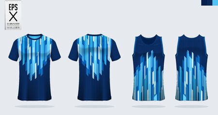 T-shirt sport mockup template design for soccer jersey, football kit. Tank top for basketball jersey and running singlet. Sport uniform in front view and back view.  Vector art Illustration.のイラスト素材