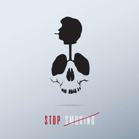 May 31st World No Tobacco Day poster design. Skull created from the lungs of a smoker to convey the dangers of smoking. Stop smoking poster for disease warning. No smoking banner. Vectorのイラスト素材