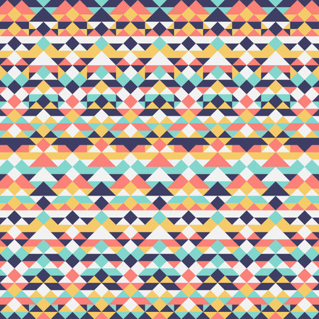 Geometric ethnic oriental ikat or tribal seamless pattern. Fabric pattern design for tribal embroidery. Indian, Scandinavian, Gypsy, Mexican, Asian, Native American, Navajo.Texture Vector illustrationのイラスト素材