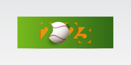 Happy New Year 2023 banner template design with baseball ball and decoration for baseball or sport...