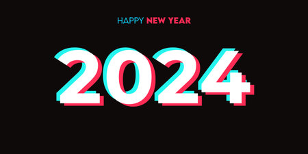 Creative 2024 happy new year celebration greeting card and social media post or banner design...