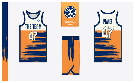 Basketball uniform mockup template design for sport club. Basketball jersey, basketball shorts in front, back view and side view. Basketball logo design. Vector Illustrationのイラスト素材